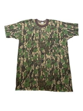 🔥🔥 Vintage Single Stitch Duck Bay Treebark Camo Short Sleeve T-Shirt Size Lg